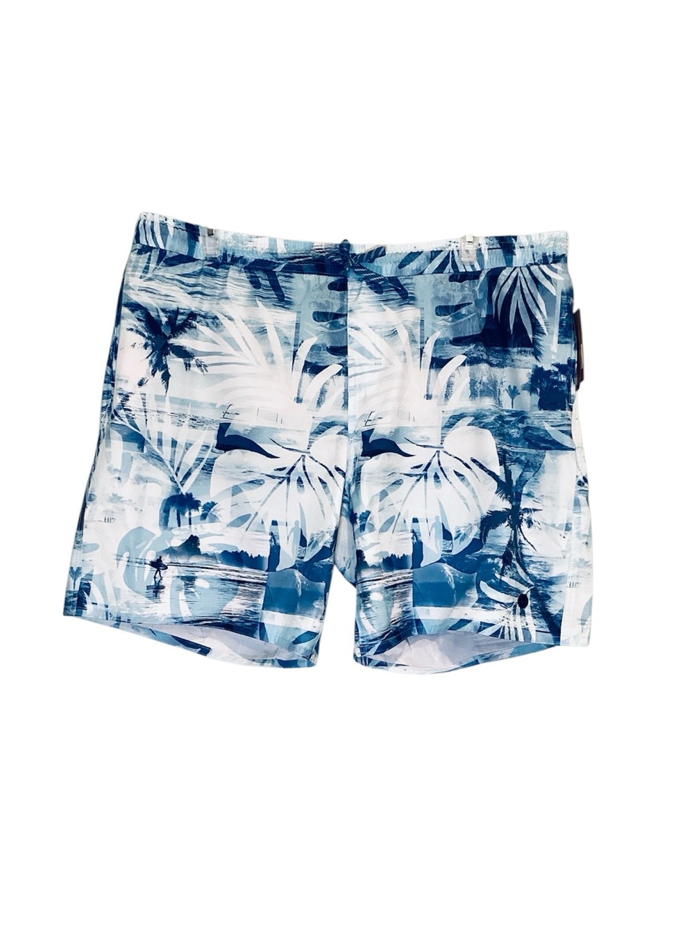 🌺 Farwest Men's Blue Tropical Print Swim Trunks